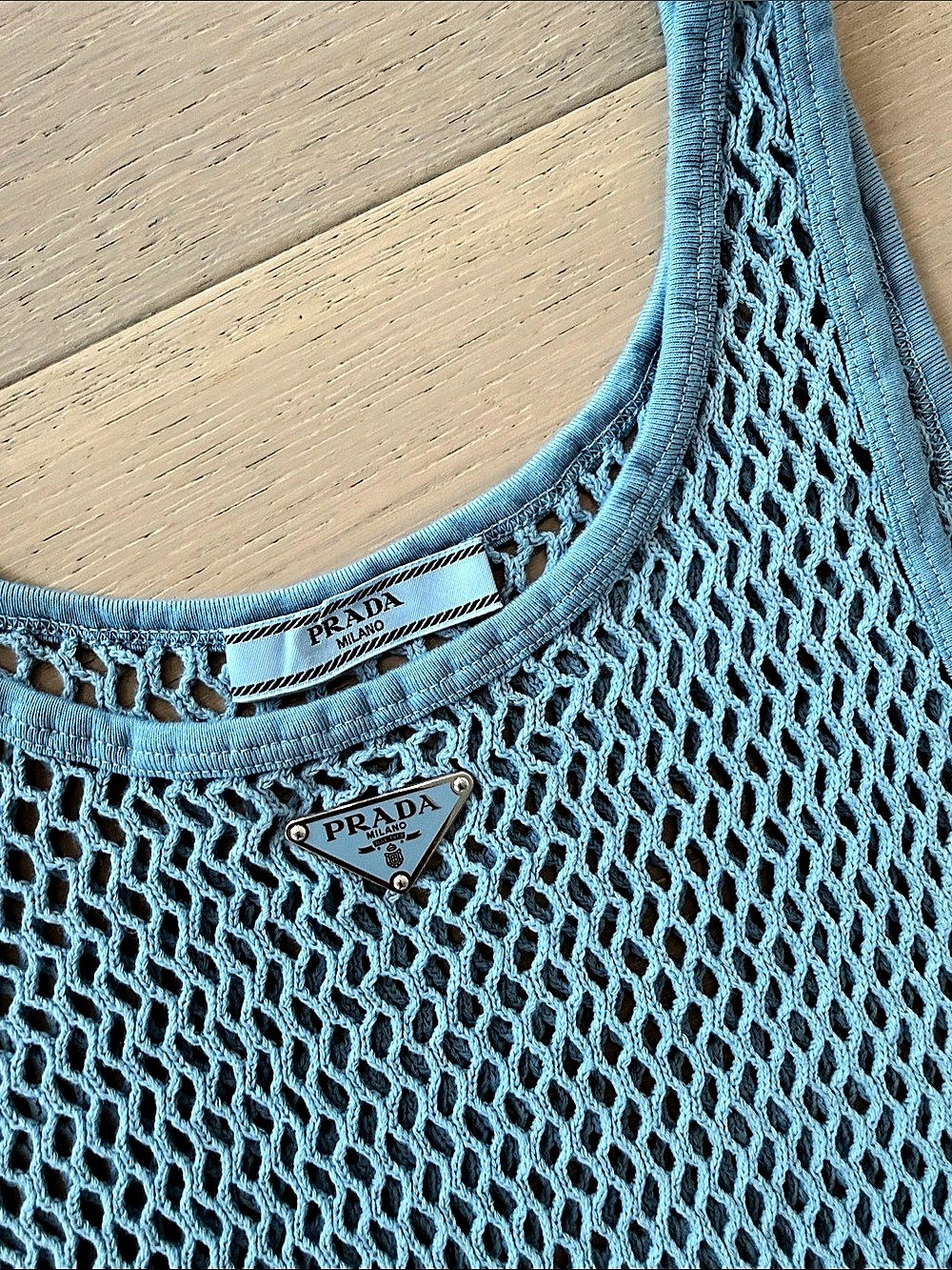 Prada Cotton Crochet Crop dress Blue  with removable slip - Picture 5 of 10